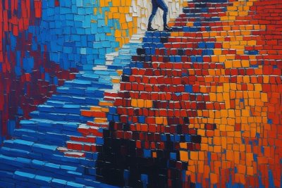 abstract stairs painting