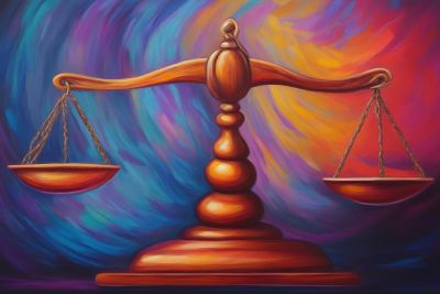 colorful painting of balance scales